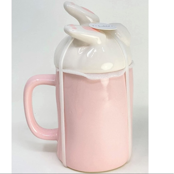 Rae Dunn “Bunny Buns” Pink Mug with Bunny Rabbit Tail Topper Set - Picture 3 of 12